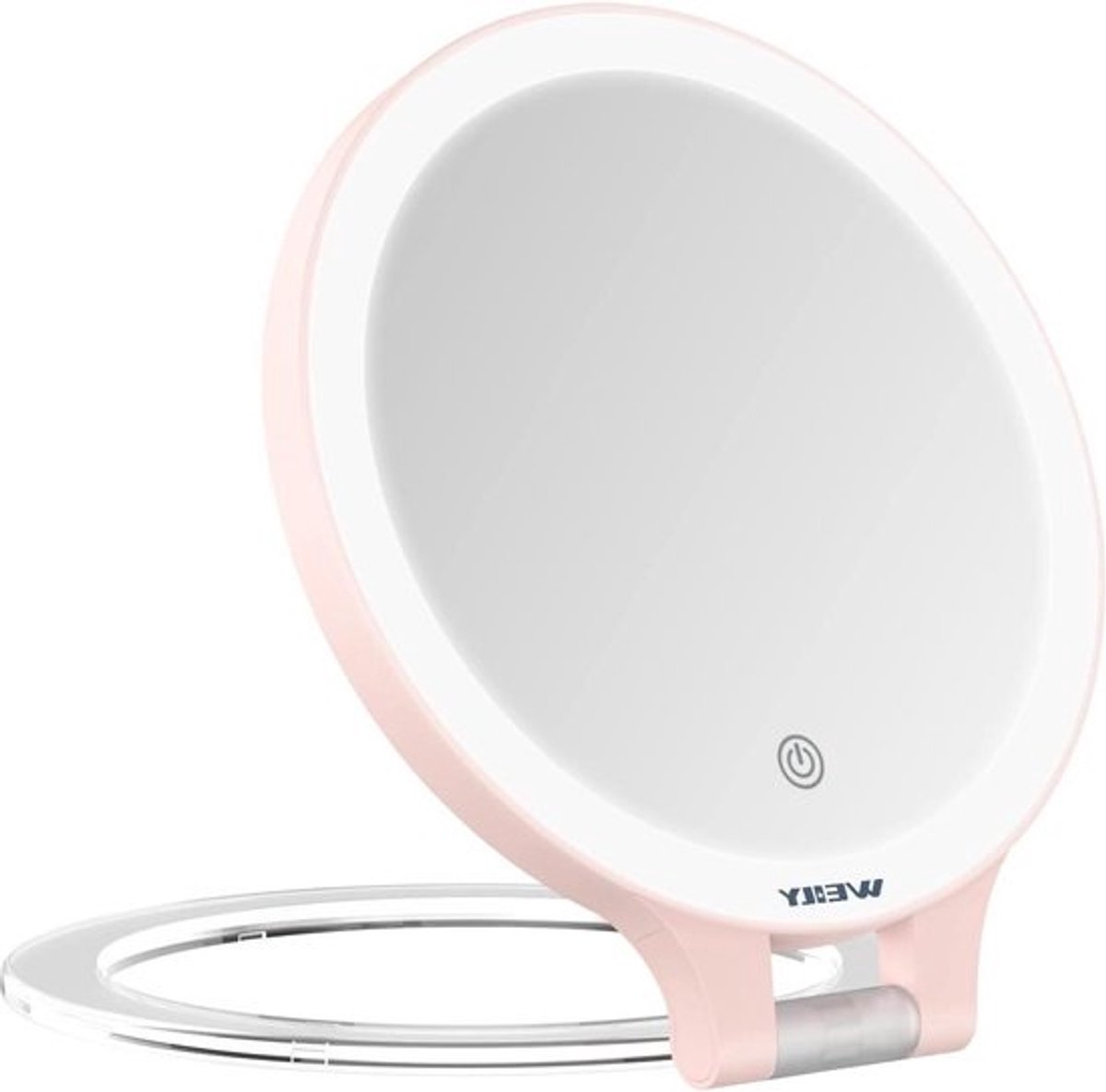 Vergrootspiegel met verstelbare verlichting - 10X/1X dubbelzijdige reisspiegel - oplaadbare LED-make-upspiegel - roze