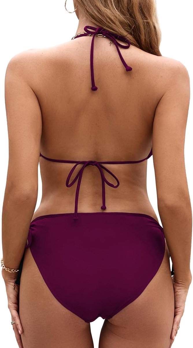 Bikiniset, driehoekige tanga, badpak, bloemenpatroon, V-hals, tweedelig