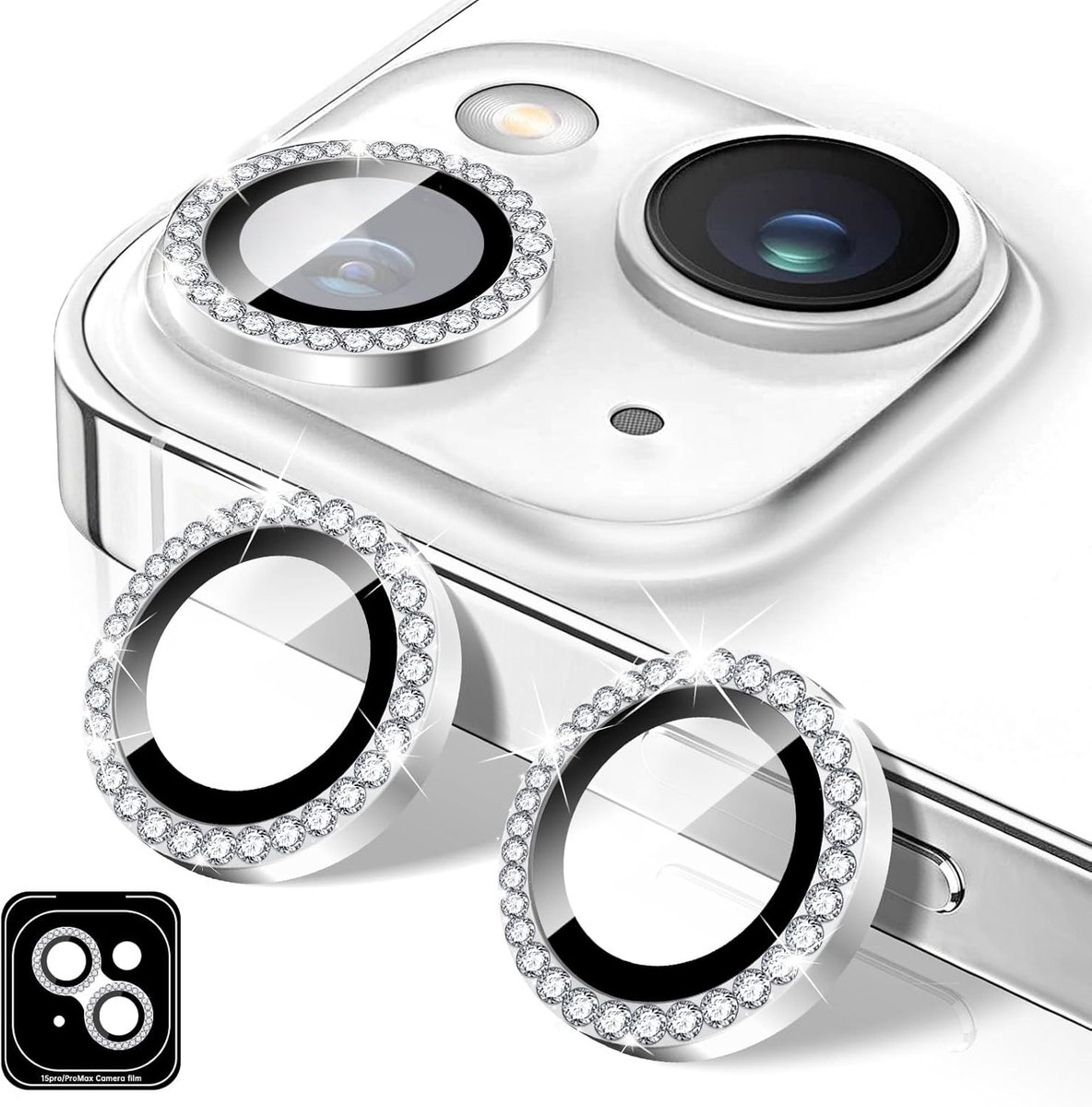 Camera Lens Beschermer voor iPhone 11 Kucheed Bling Camerahoes van Gehard Glas, Individuele Automatische Uitlijning Metalen ringen, Glitter Cameralenshoes Filmstickers