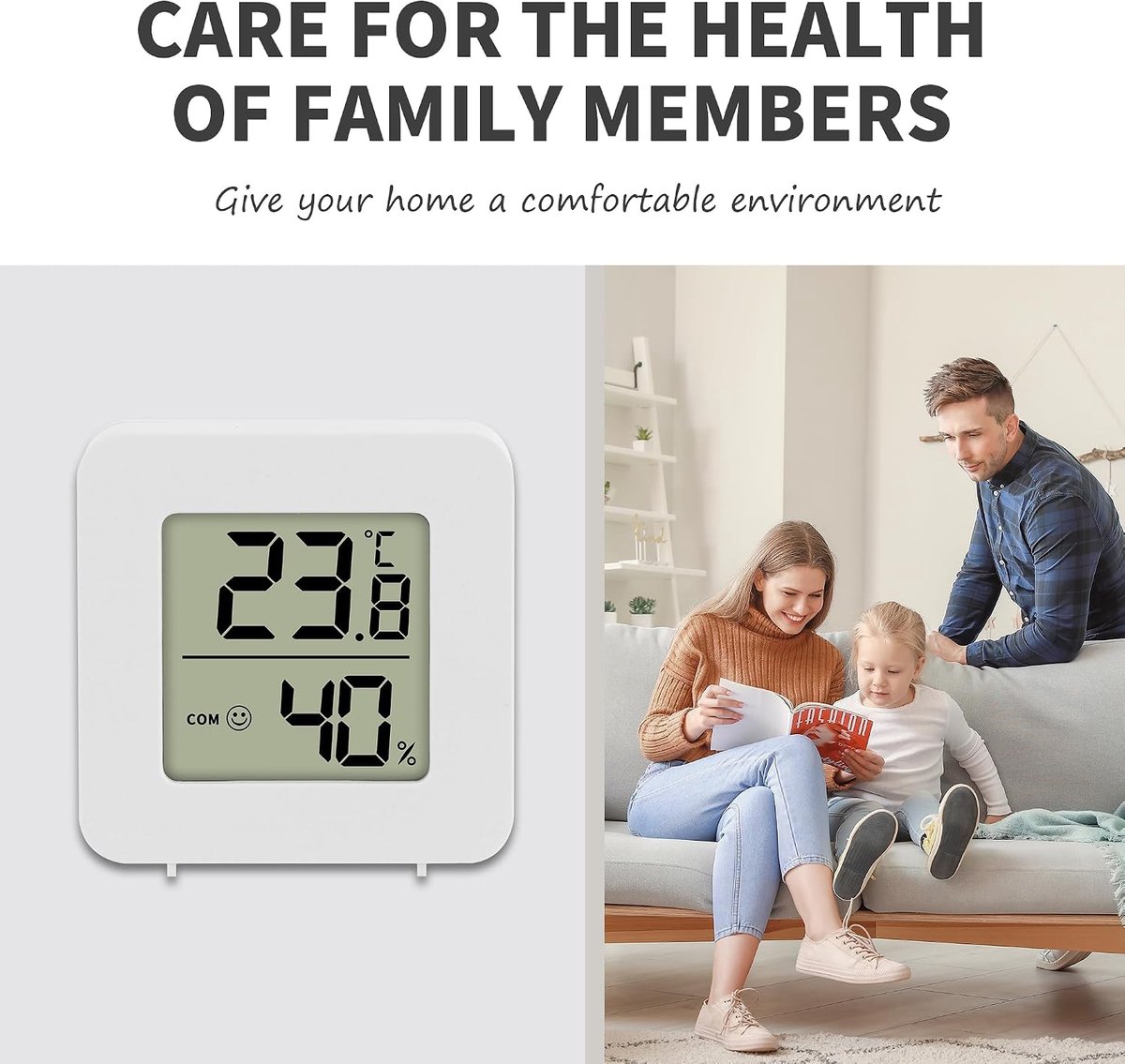 Set van 4 digitale thermometer/hygrometer met lcd-display, hygrometer, luchtvochtigheidsmeter, digitaal, zeer nauwkeurige temperatuursensor voor babykamer, woonkamer, kantoor — cadeau in Cadeau-ideeën - foto 7