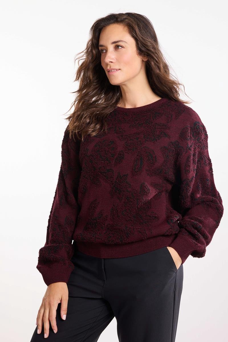 DIDI Dames Pullover Petals Wine Floral jacquard maat 36