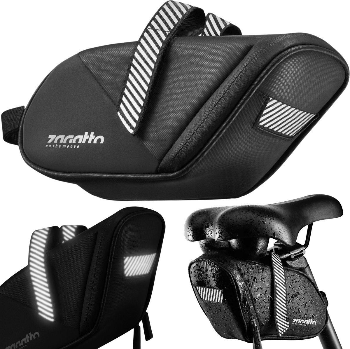 Fietszadel Tas - Onderzadeltas Fietstas - Fietsen Benodigdheden Opbergen - Waterproof Materiaal - 14x8.5x10cm - Zwart