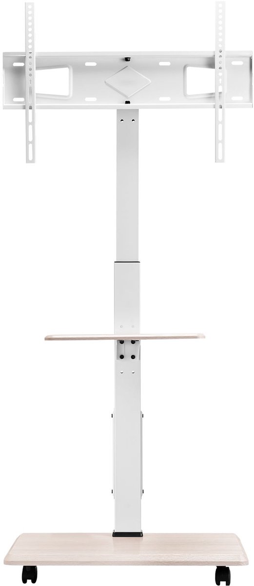 Verrijdbaar tv-meubel, mobiele tv-wagen voor schermen van 32-70 inch, 25° links-rechts draaibaar en in hoogte verstelbare tv-beugel met plateau, draagvermogen tot 40 kg voor hoek, slaapkamer, buiten, maximale VESA 600x400mm