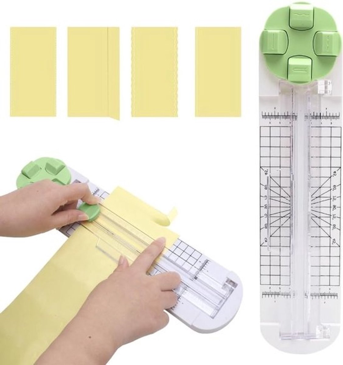 4-in-1 Papier Snijder met Rechte, Golvende, Perforerende en Schuine Snijknives voor Scrapbooking en Foto's