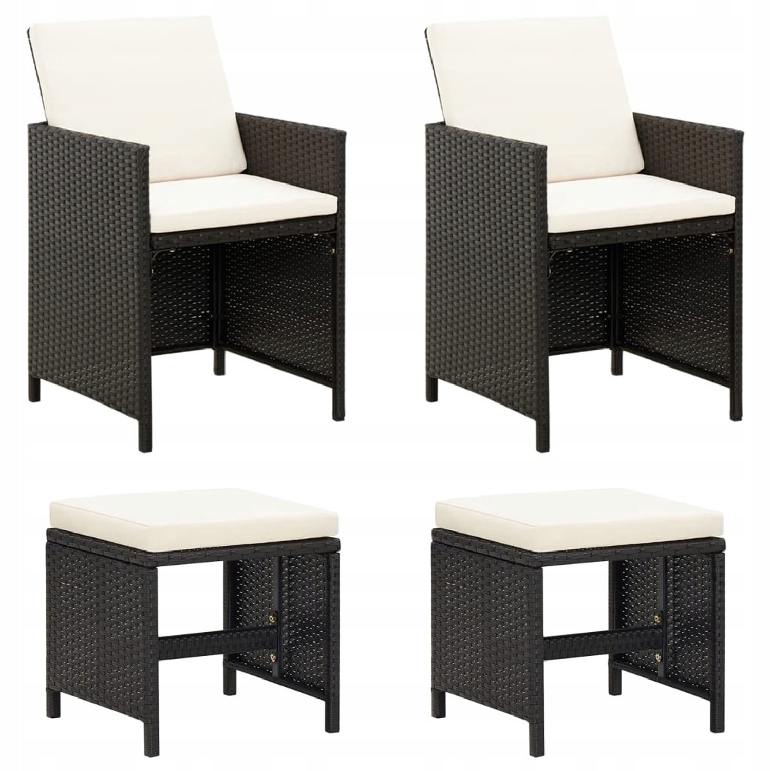 4x Tuinstoel Stabiliteit Rotan Zwart voor Balkon, Terras & Tuin