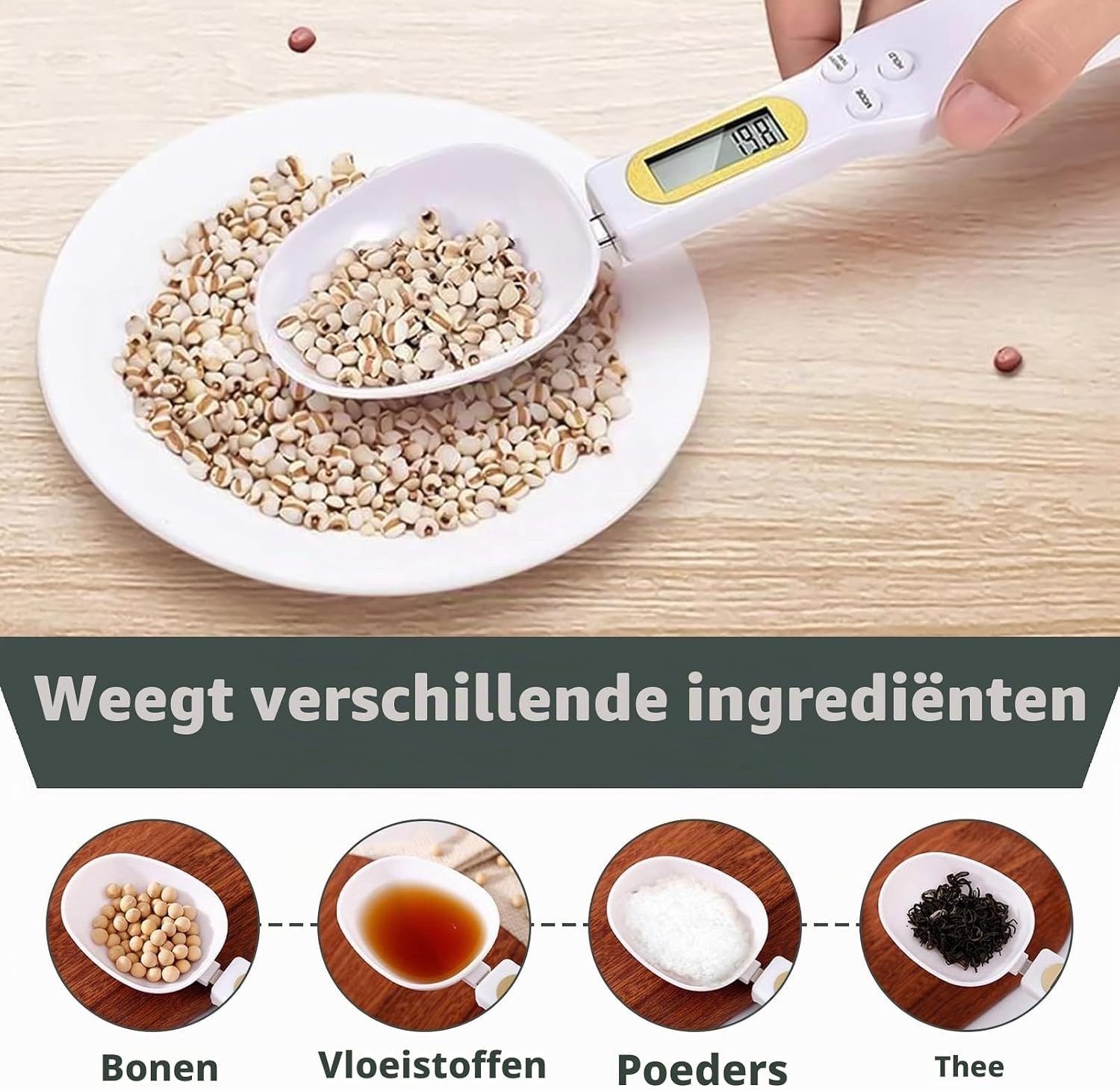 Digitale Lepelweegschaal - Klein - Met LCD-Display - Precisie tot 500 g - Voor Keuken en Laboratorium
