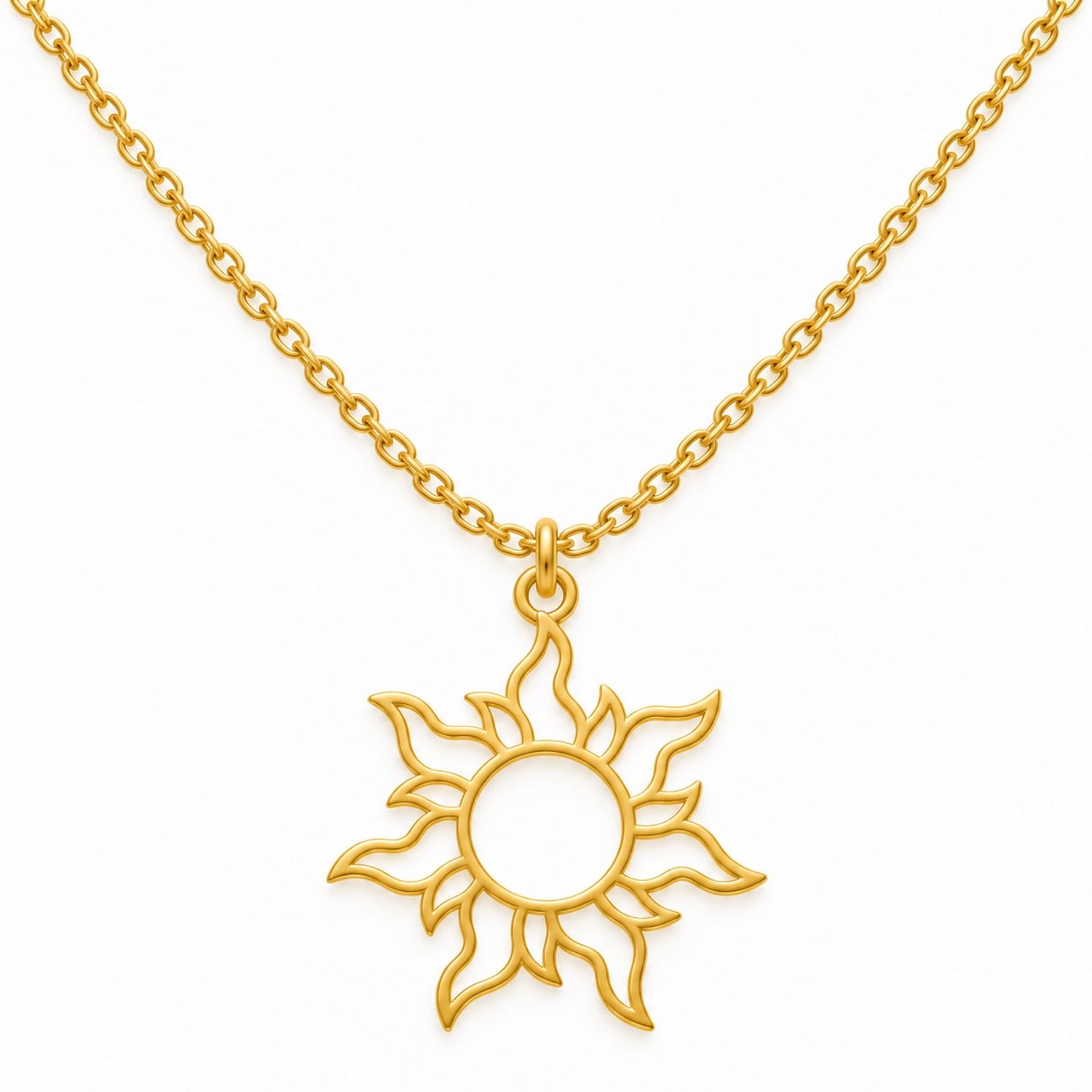 Zon ketting - Dames Ketting - 43 cm - 925 Zilver Verguld - Goudkleurig