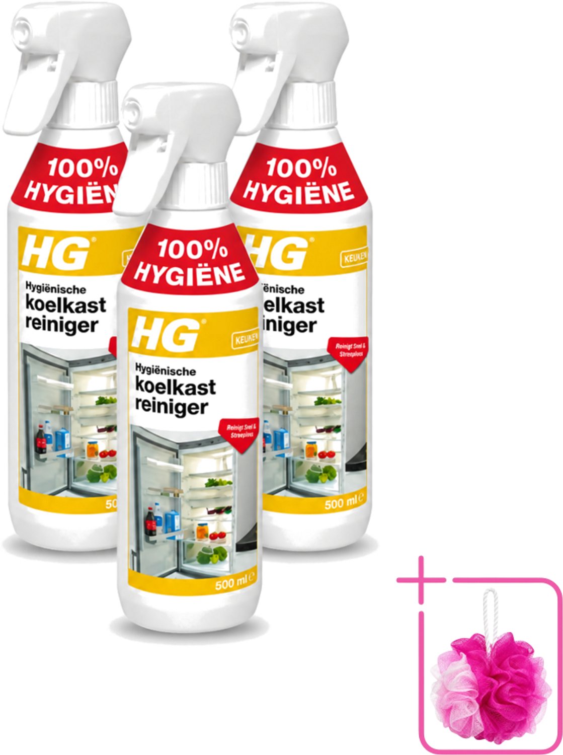 3 x HG - Hygiënische Koelkastreiniger - Reinigt Snel & Streeploos - 500 ml - Bulkverpakking - Koelkast reinigen - Koelkast reinigingsmiddel