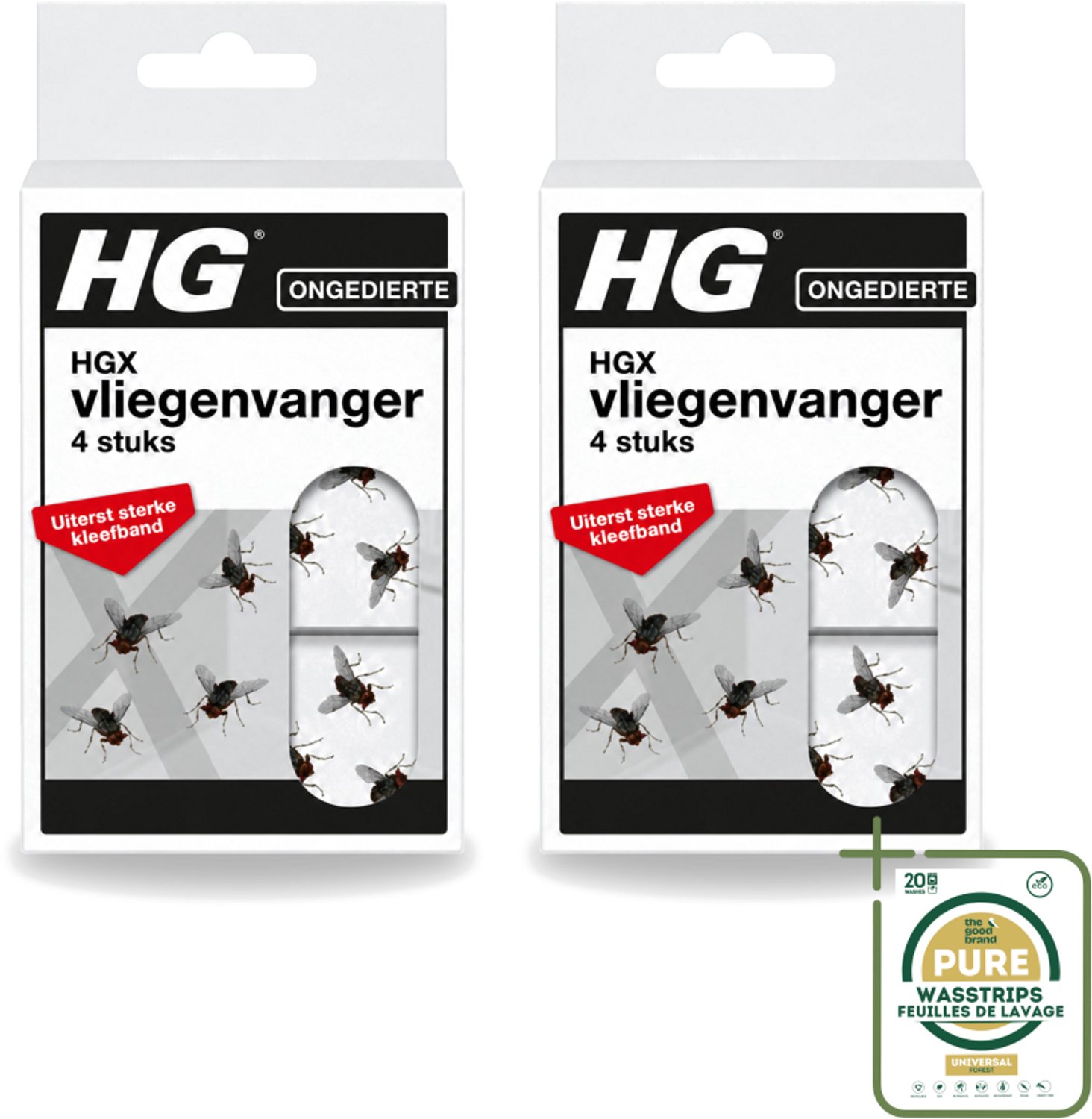 2 x HG X - Vliegenvanger - Uiterst Sterke Kleefband - 4 Vliegenvangers - Wasstrips - Vliegenvanger - Kleefband - Vliegen Vangen - Geurloze Kleefband - Veilige Vliegenvanger