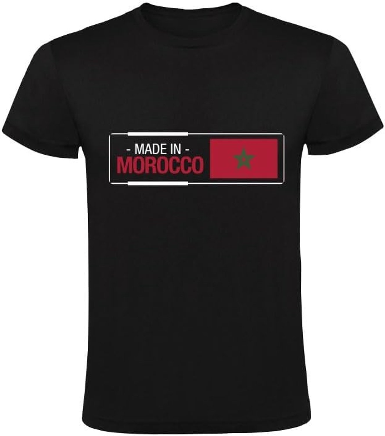 Heren T-shirt - Zwart - 5XL - Kwalitatief T-shirt met Marokkaanse Vlag - Voor Fans
