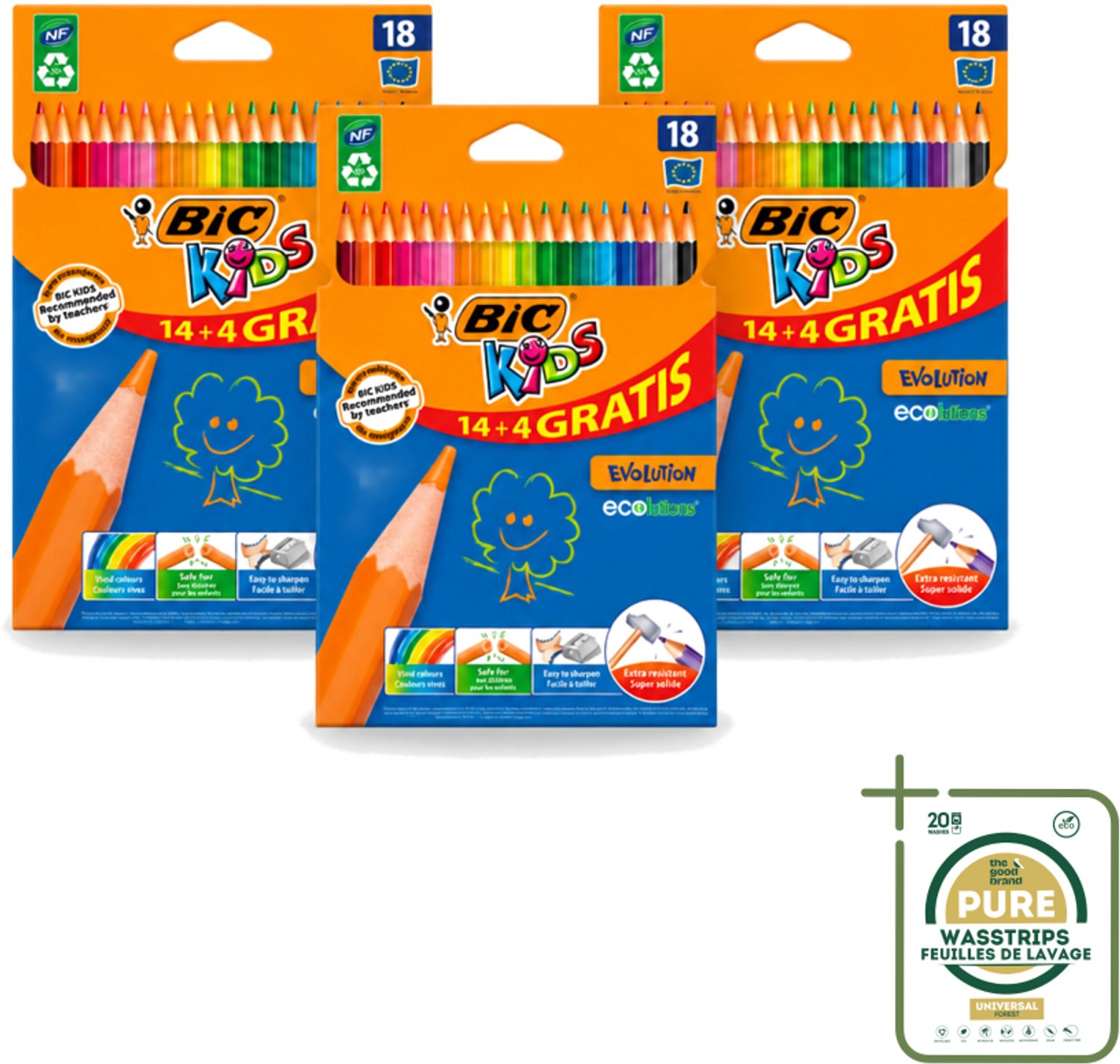 3 x Bic Kids - Kleurpotloden - Diverse Kleuren - Eco - Evolution - 18 Potloden - Kleurpotloden Voor Kinderen - Kleurpotloden Eco - Kleurpotloden Evolution - Kleurpotloden 18 Kleuren - Kleurpotloden Voor 3 Jaar