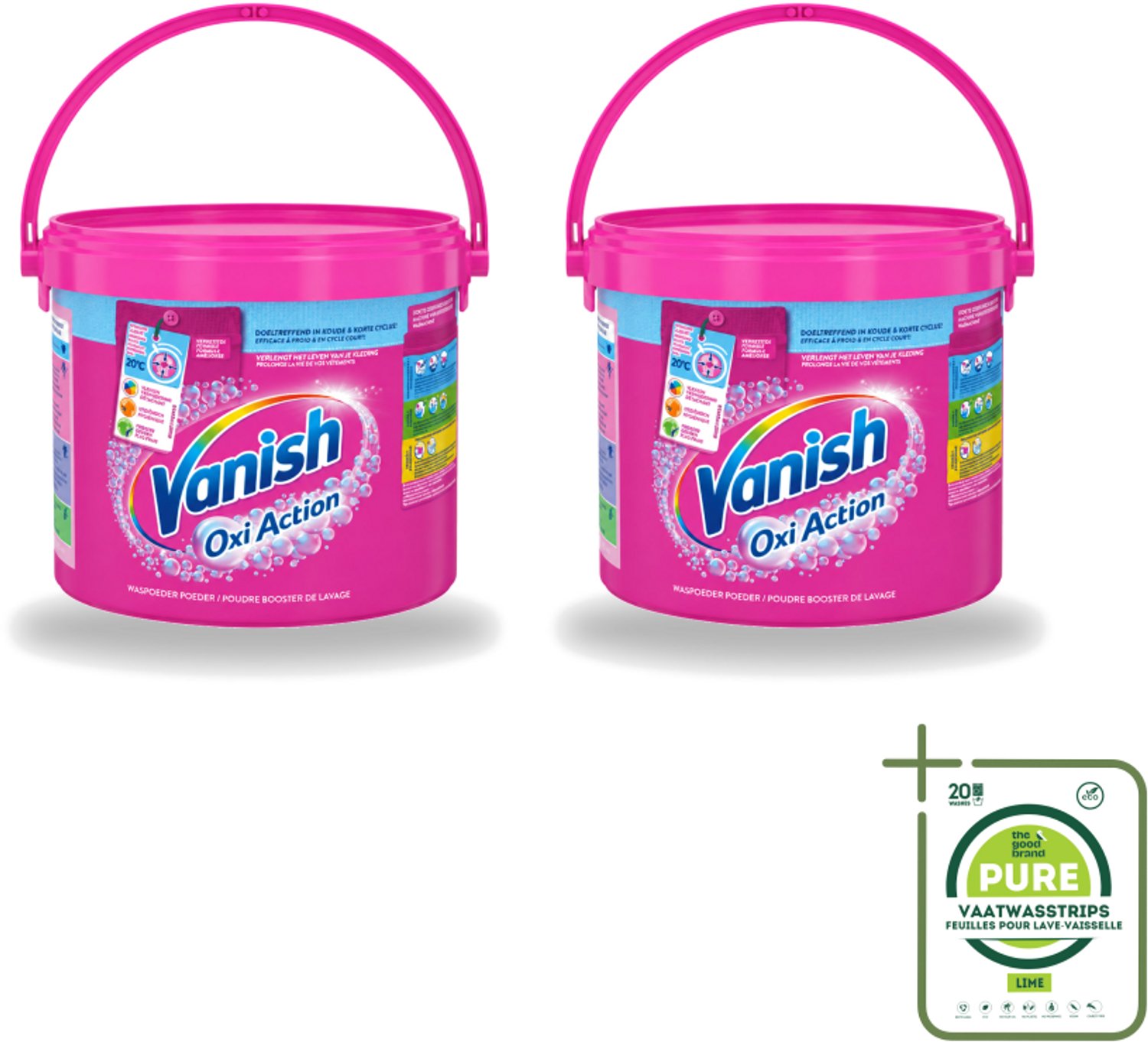 2 x Vanish Oxi Action - Vlekkenverwijderaar - Wasbooster - Gekleurde Was - 2.7 Kg - Grootverpakking - Vaatwasstrips - Vlekkenverwijderaar - Wasbooster - Gekleurde Was - Kleuroverdracht Voorkomen - Geur Neutraliseren