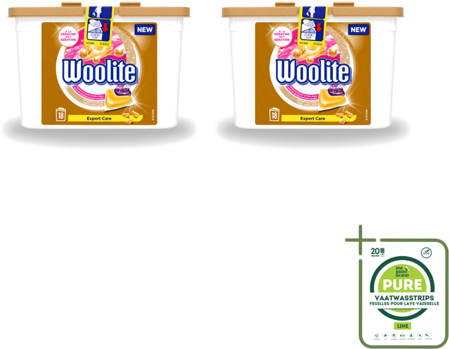 2 x Woolite Expert Care - Wasmiddelcapsules - Met Keratine - Delicate Was - 18 Wasbeurten - Grootverpakking - Vaatwasstrips - Delicate Was - Keratine Wasmiddel - Wasmiddel Voor Zijde - Wasmiddel Voor Wol - Wasmiddel Voor Lingerie