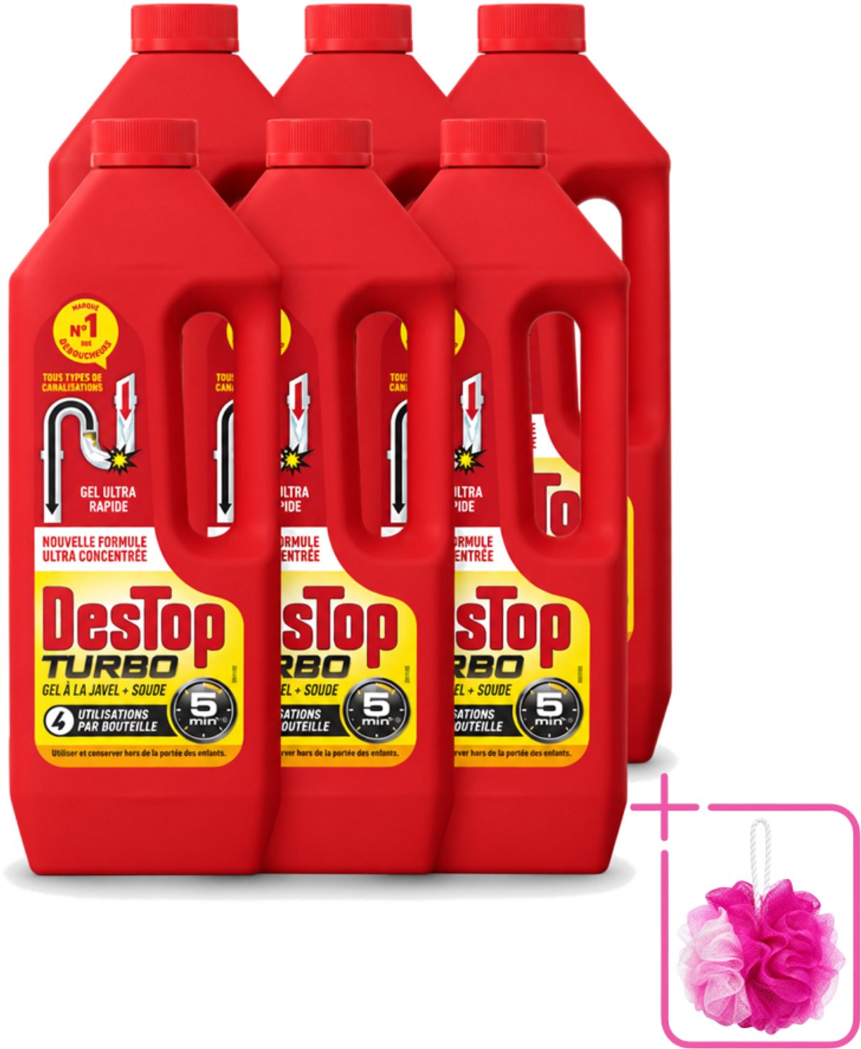 6 x Destop - Ontstopper - Turbo Gel - 1 L - Bulkverpakking - Ontstoppen - Douchemop - Afvoer