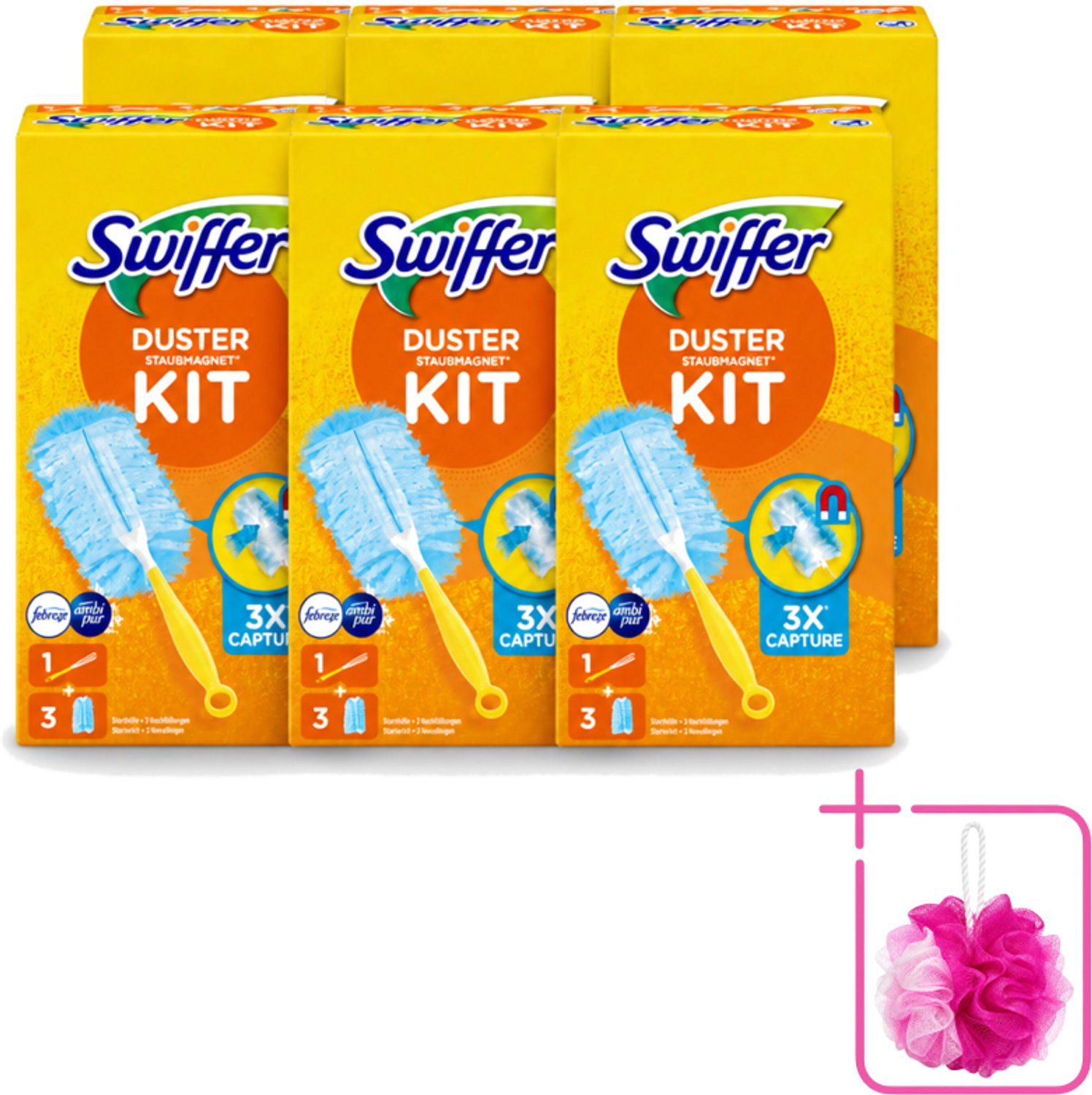 6 x Swiffer – Starterkit + 3 Navullingen – Met Febreze - Bulkverpakking - Stofvrij maken - Douchemop - Stof opvangen