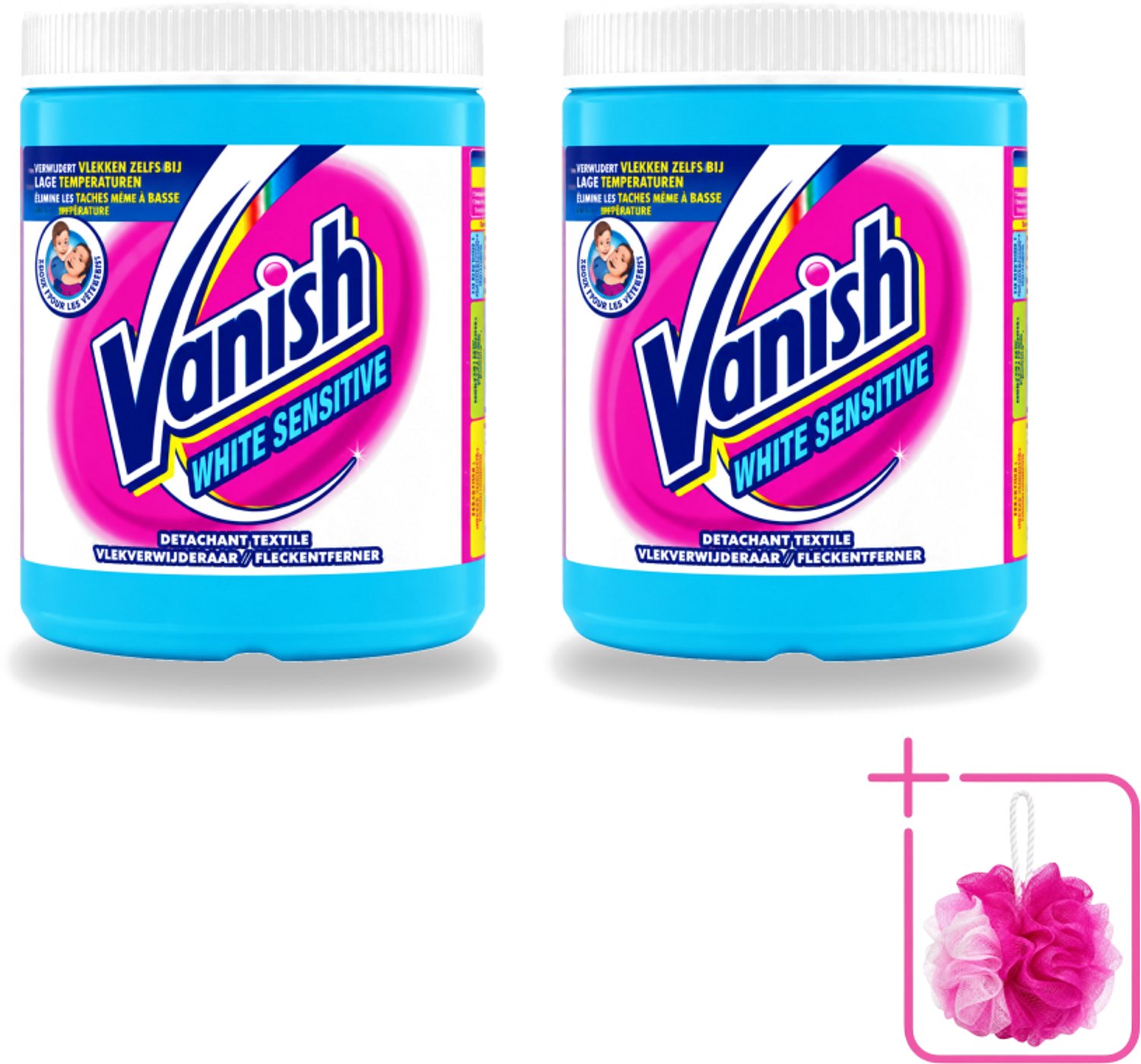 2 x Vanish White Sensitive - Vlekkenverwijderaar Poeder - Witte Was - 1125 Gram - Bulkverpakking - Witte was - Douchemop - Vlekverwijderaar