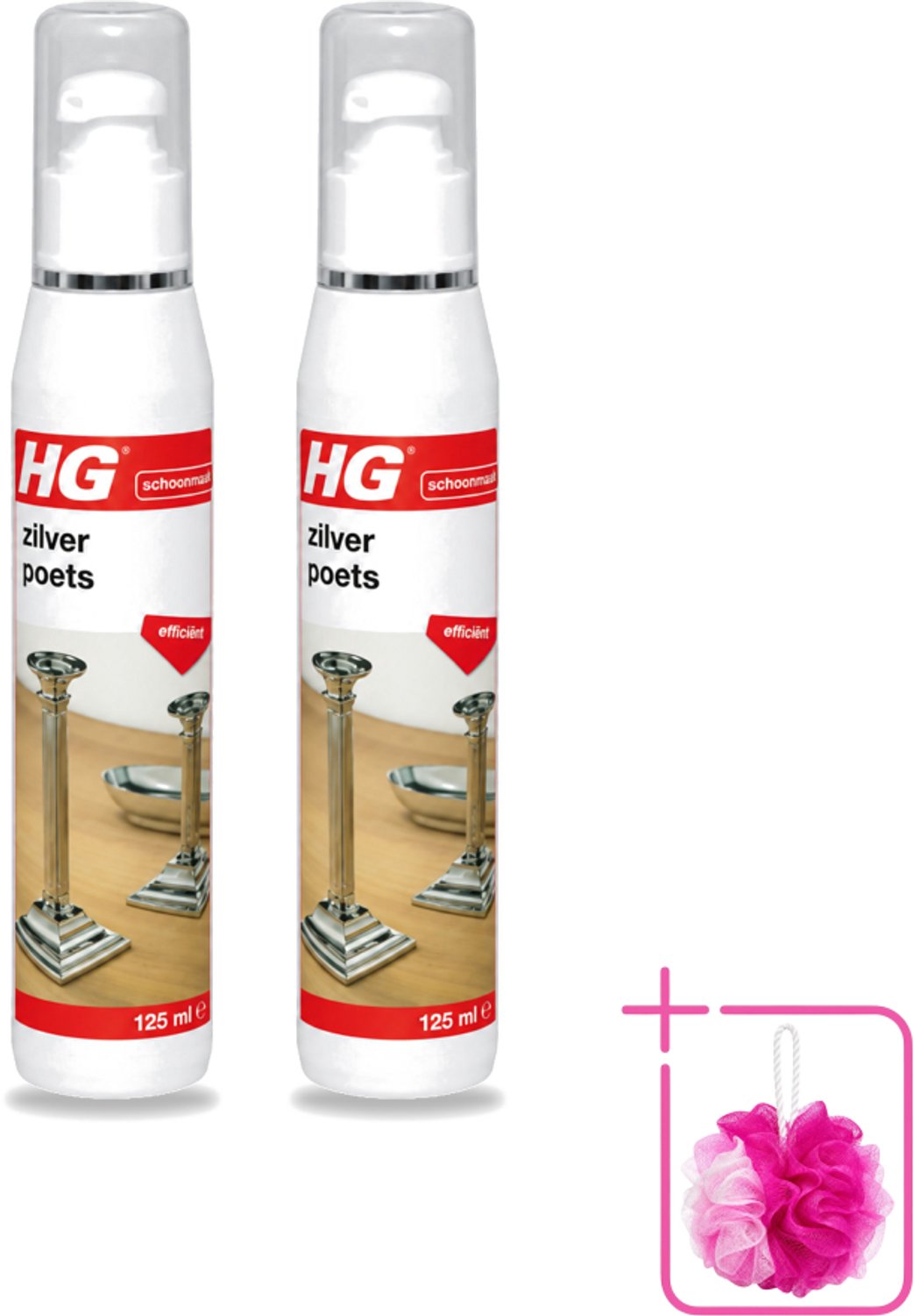 2 x HG - Zilverpoets Gel - Efficiënt - Optimale Glans & Krast Niet - 125 ml - Bulkverpakking - Zilverpoets - Douchemop - Zilver reinigen