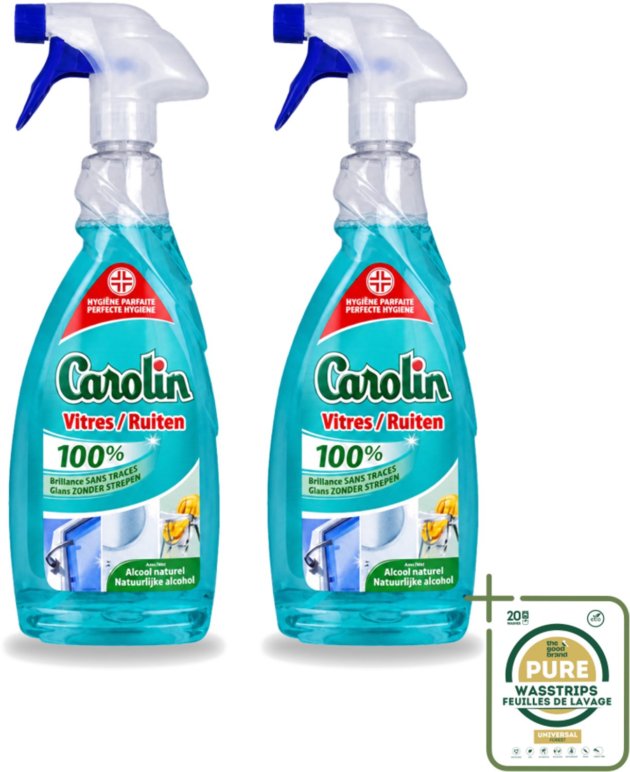 2 x Carolin - Glas- en Ruitenreiniger - Met Natuurlijke Alcohol - 650 ml - Glas Reinigen - Ruiten Reinigen - Glas Reiniger - Ruiten Reiniger - Natuurlijke Alcohol