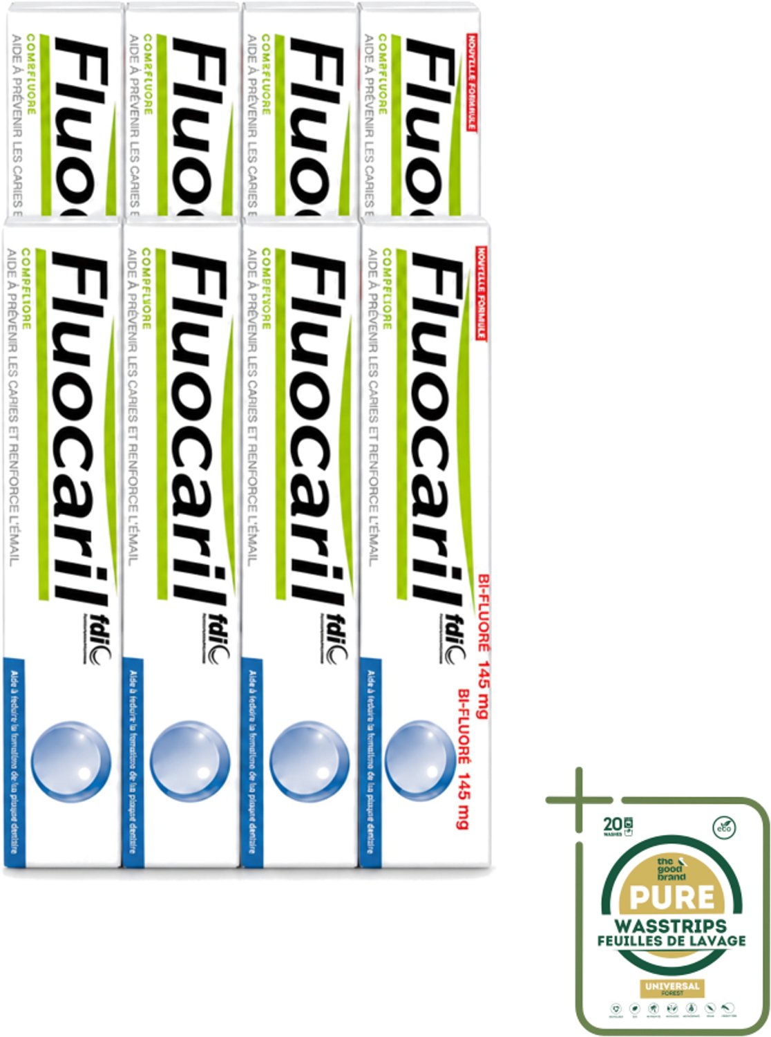12 x Fluocaril - Tandpasta - Met Fluoride - 75 ml - Wasstrips - Fluoride Tandpasta - Tanden Beschermen - Gaatjes Voorkomen - Tanden Versterken - Bi-fluoride Tandpasta