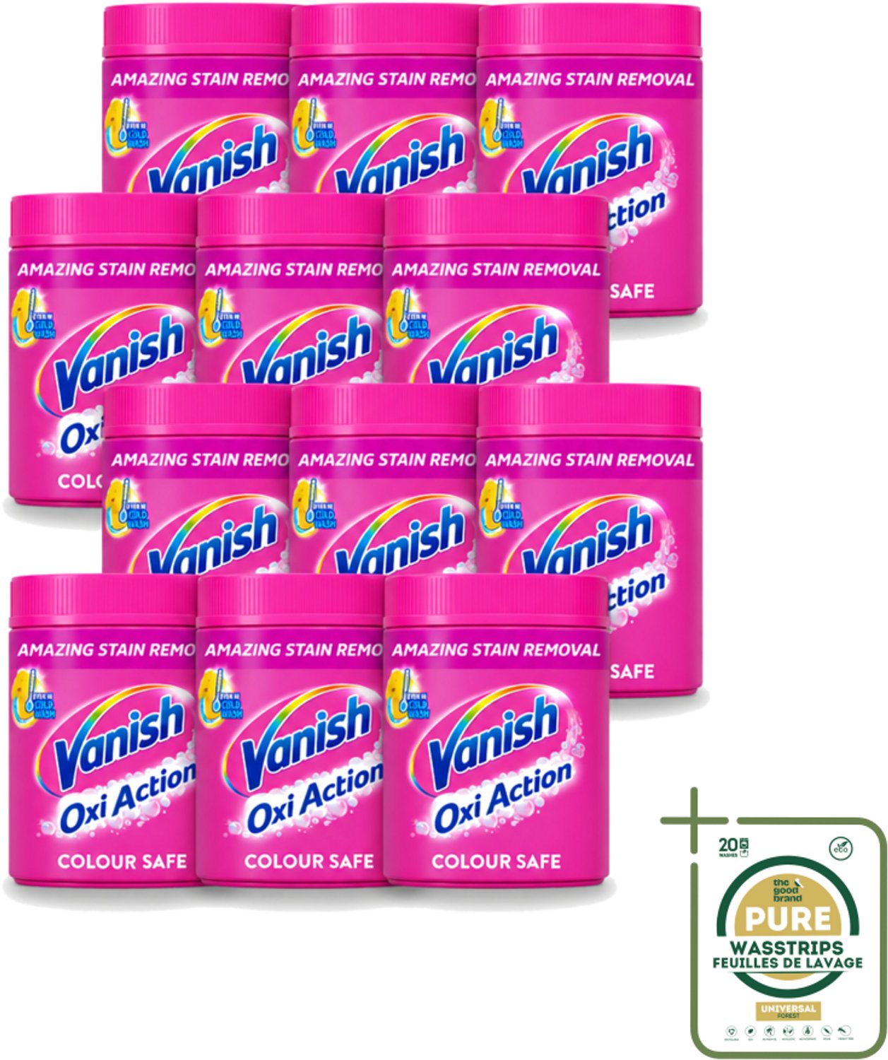 12 x Vanish Oxi Action Pink - Vlekkenverwijderaar - Wasbooster - Zonder Bleek - 1.12 Kg - Wasstrips - Vlekkenverwijderaar - Wasbooster - Witte Kleding - Bleekvrije Was - Geurneutralisatie