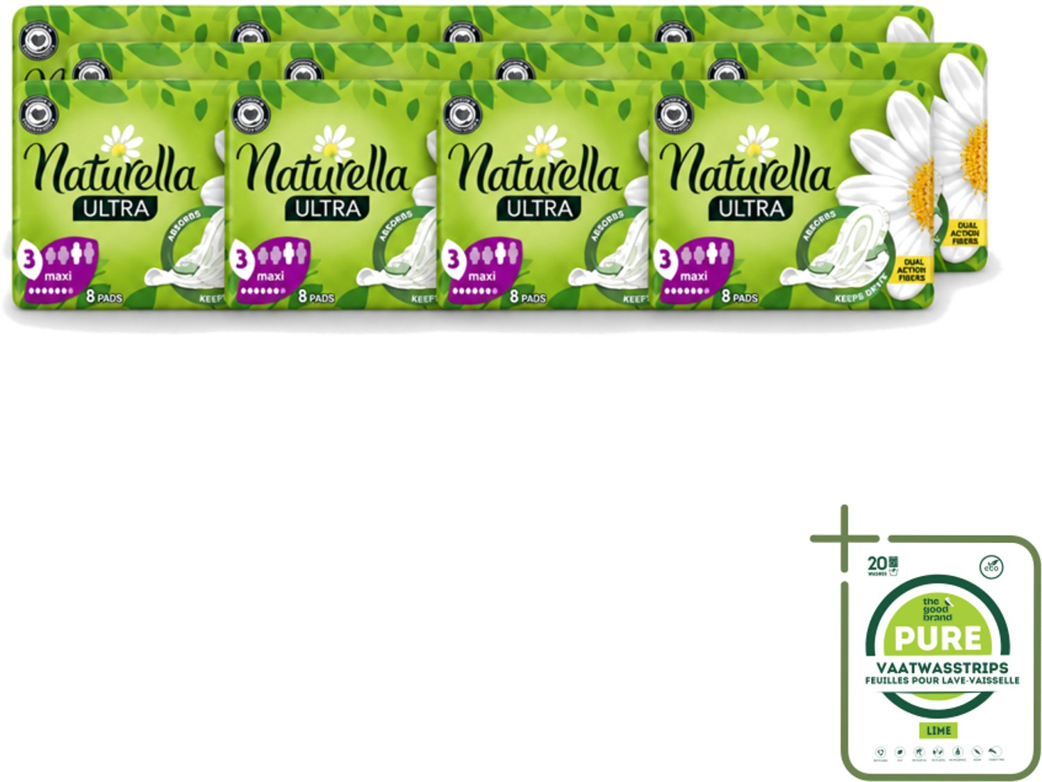 12 x Natur'ella - Ultra - Maandverband - Maxi - 8 Pads - Grootverpakking - Maandverband - Menstruatie - Menstruatiebescherming - Menstruatiekanaal - Menstruatiekanaal