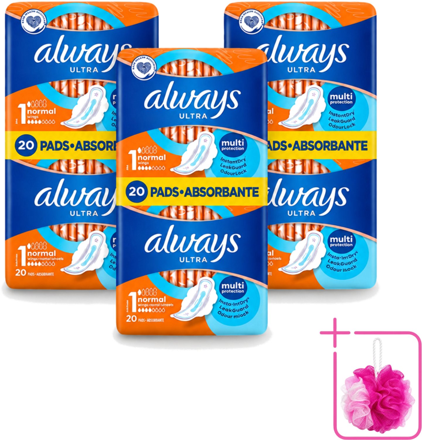 3 x Always Ultra - Maandverband - Met Vleugels - Duo Verpakking - 20 Maandverbandjes - Bulkverpakking - Maandverband - Menstruatie