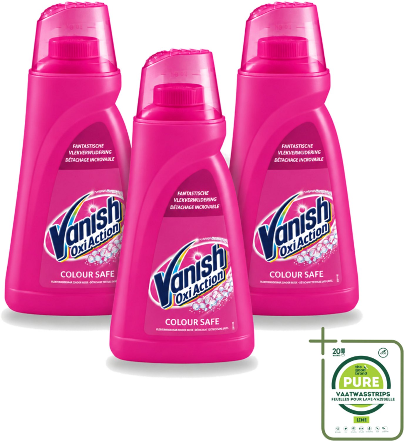3 x Vanish Oxi Action - Veilige Kleur - Vlekkenverwijderaar Gel - Zonder Bleek - Gekleurde Was - 1 L - Grootverpakking - Vaatwasstrips - Vlekkenverwijderaar - Vetvlekken - Olievlekken - Make-upvlekken - Tomatensausvlekken