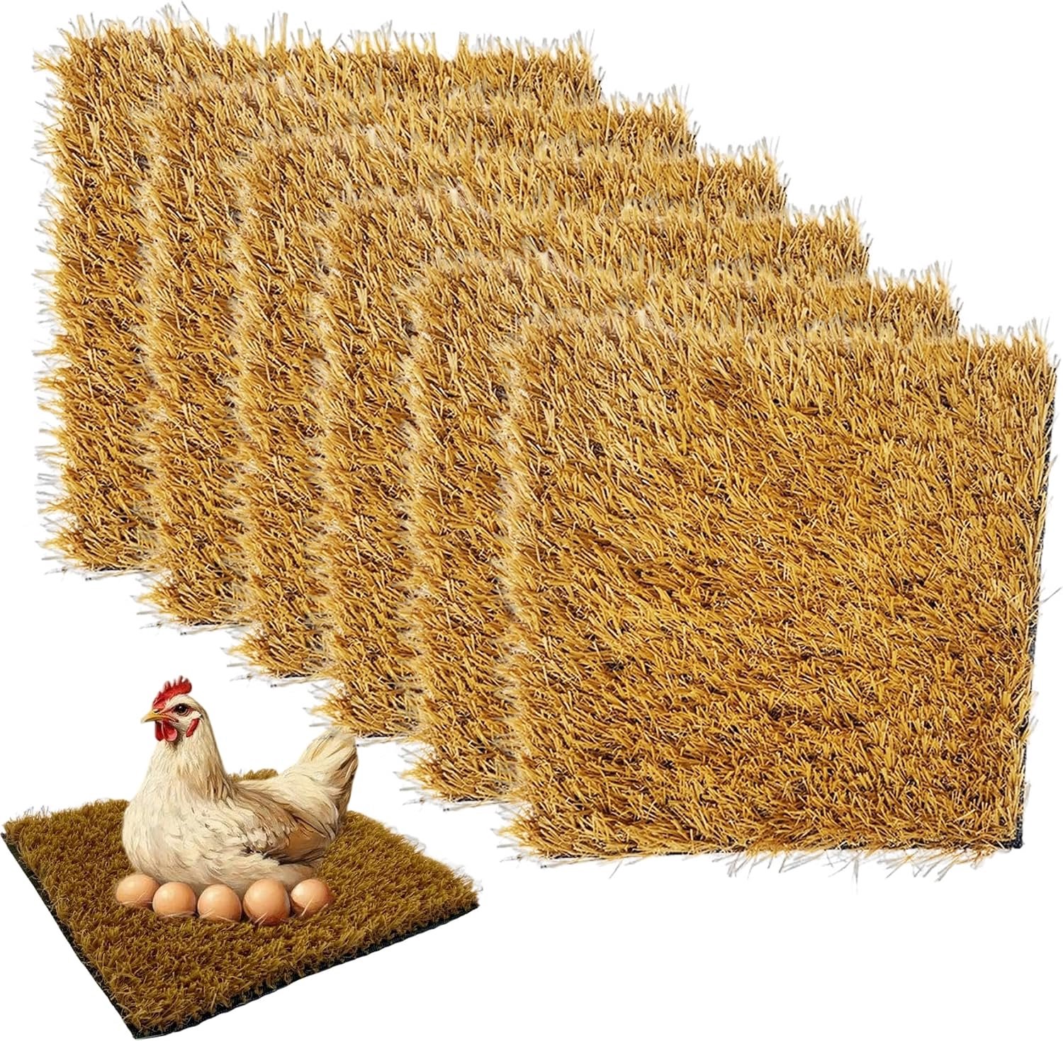 Kippennest met 6 eieren - 30 x 30 cm - wasbaar met kunstgras - ideaal voor het opslaan van eieren - ShopVlot