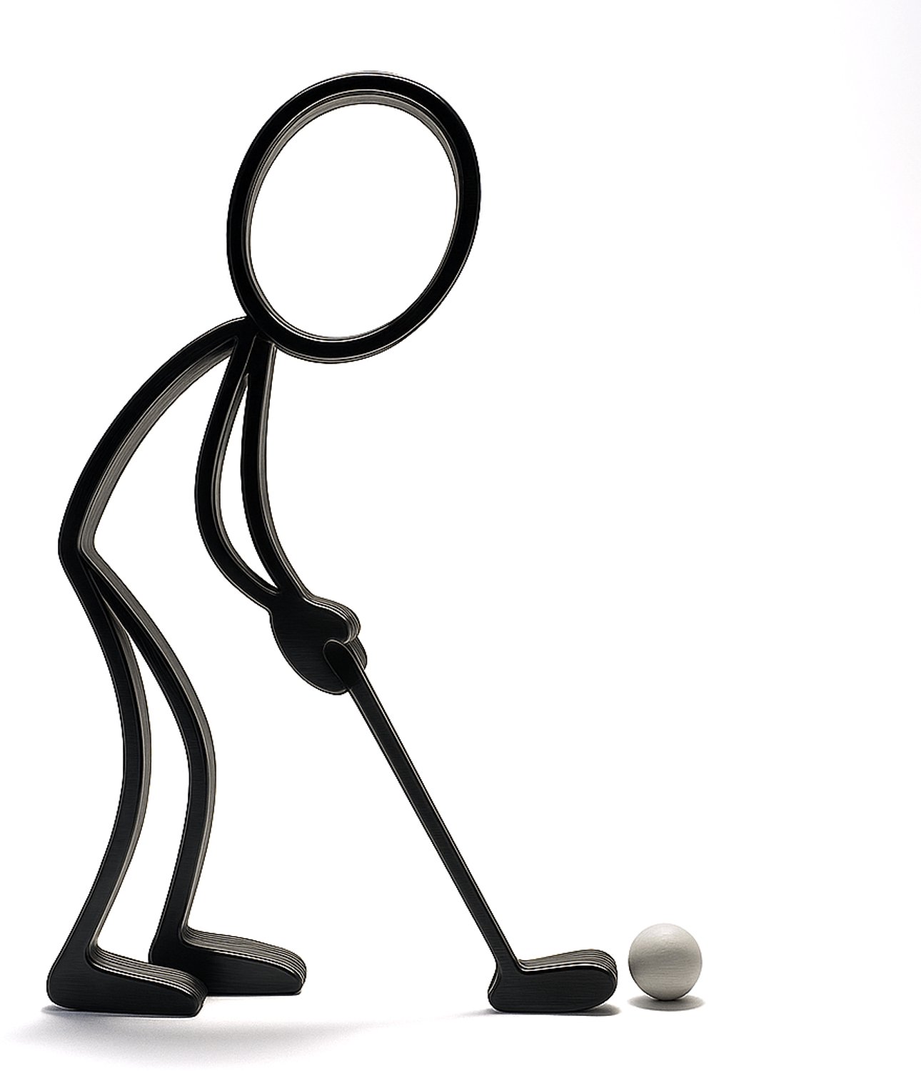 Stickyman Golfer met putter - zwart - 20 cm hoog - zonder voetstuk