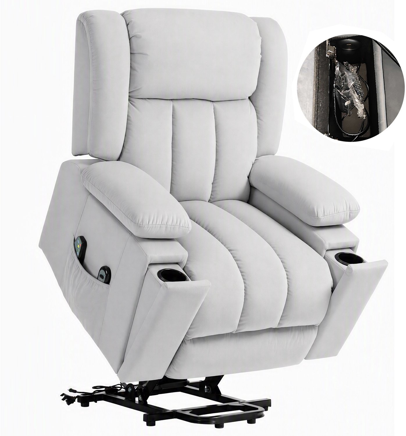Homona Elektrische sta-opfauteuil - Met massagefunctie en lendenverwarming en USB-poorten - 101 x 93 x 104 cm - Lichtgrijs