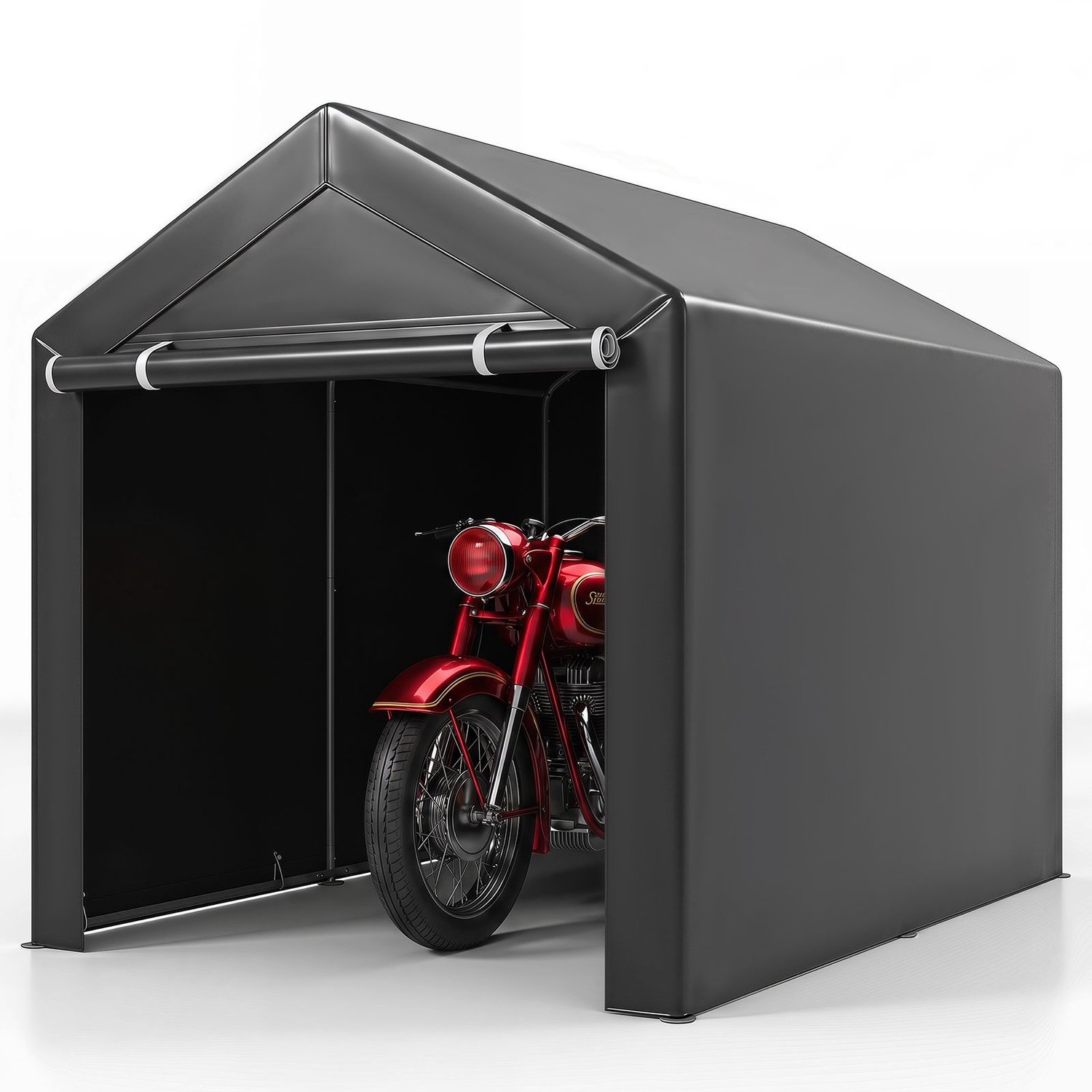 SureDeal® - Opbergkast - Apparatuurhuis Garage Tent - Oprolbare Ritssluitingdeur - 218,5x160x174 cm - Donkergrijs