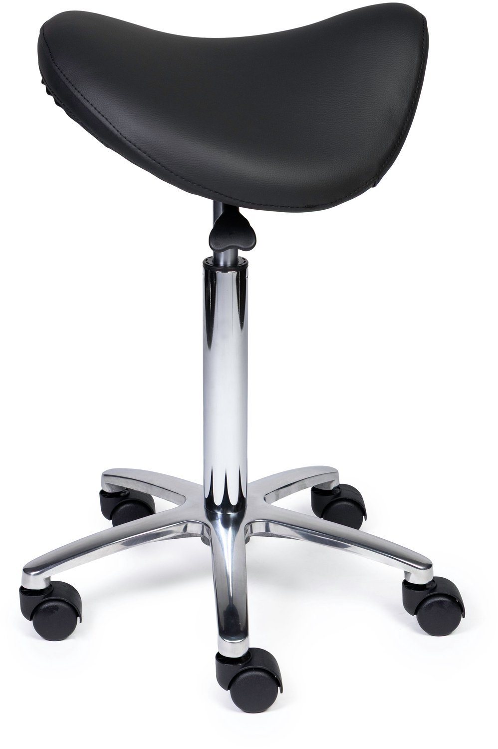 Ergonomische Zadelkruk Premium Zwart op Wielen Hoge uitvoering (70-84cm) / Zonder voetensteun / Standaard wielen