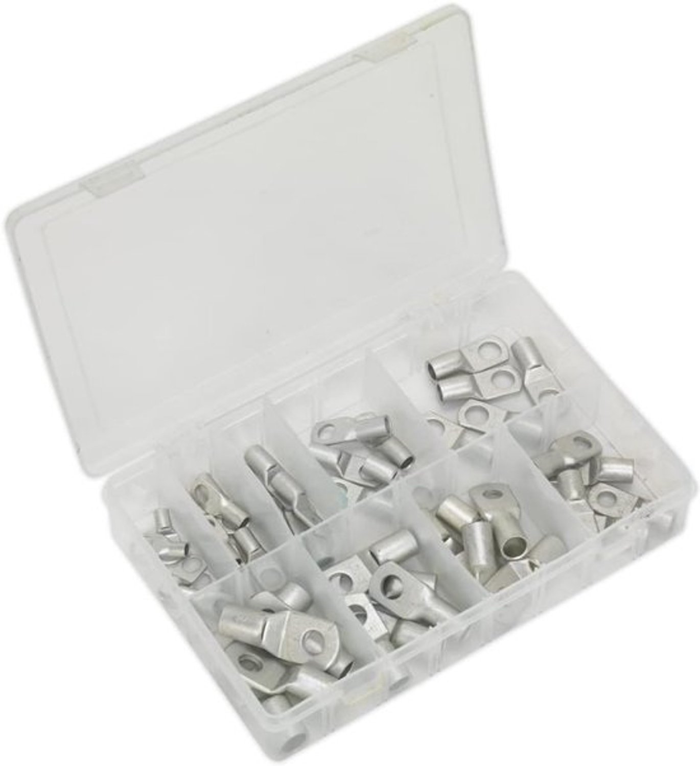 Koperen Lug Terminals - Aansluitklemmen Assortiment - Elektrische Verbindingen - 52 Delige Set - Zilver