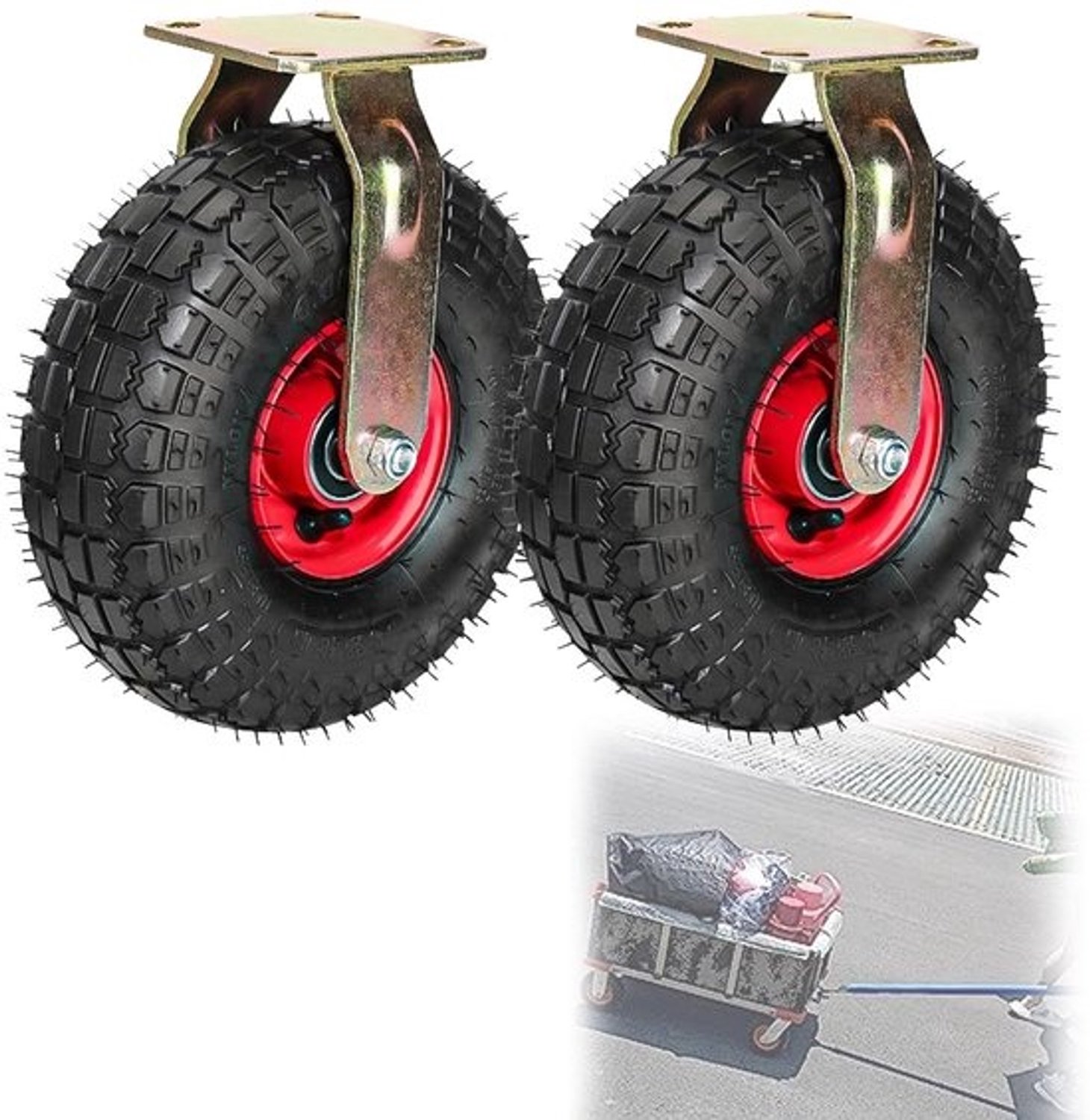 Zwenkwielen Set - Transportwielen Rubber - Meubeltransport Logistiek - Schokabsorberend Geruisloos - 200 250 mm - Gefixeerd