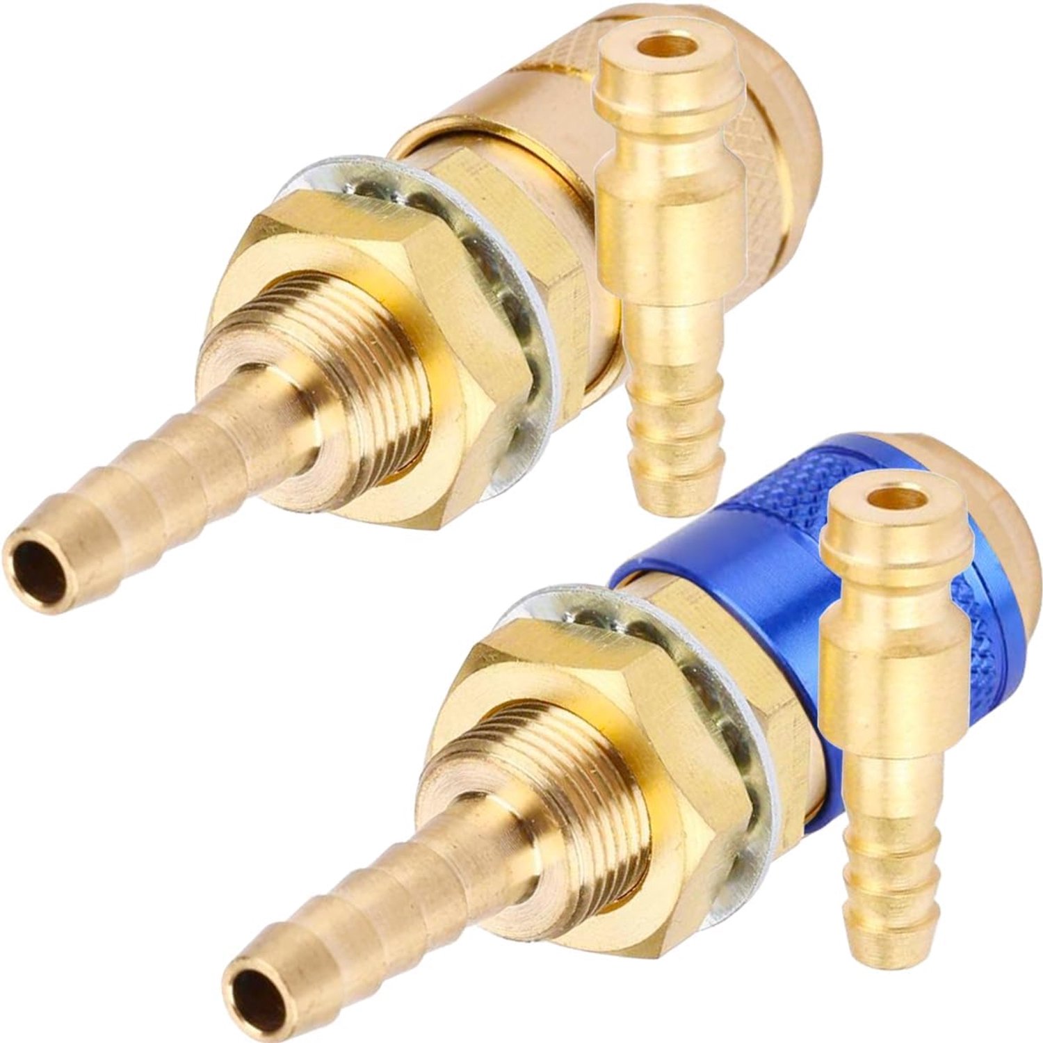M6 Quick Connector Set - 2 stuks - Goud & Blauw - Voor MIG TIG lasapparaat - Vemera