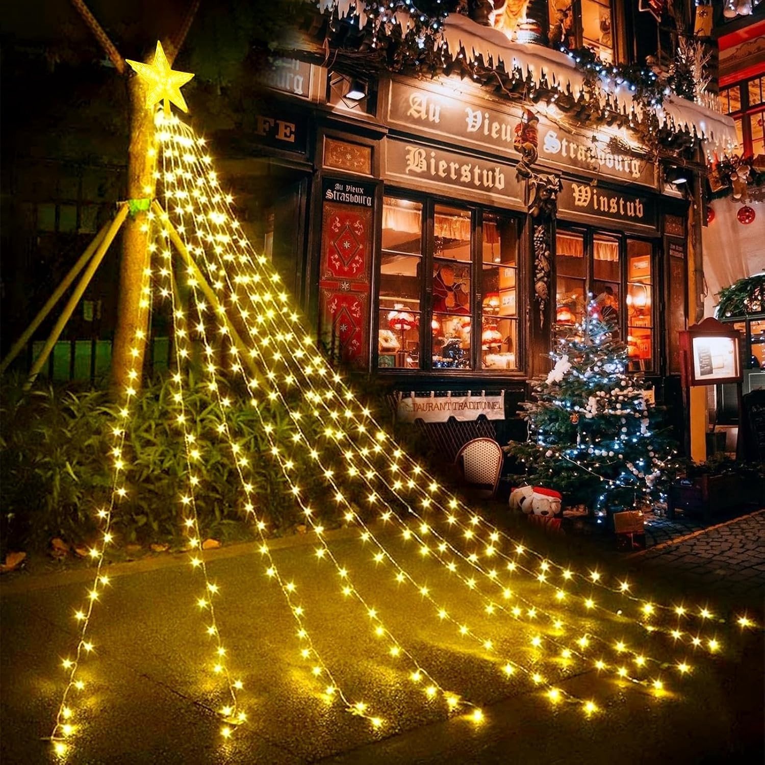 Kerstverlichting - Warm Wit - 2,7 x 2,0 m - USB LED-lichtslinger met Stertopper - Voor Binnen en Buiten
