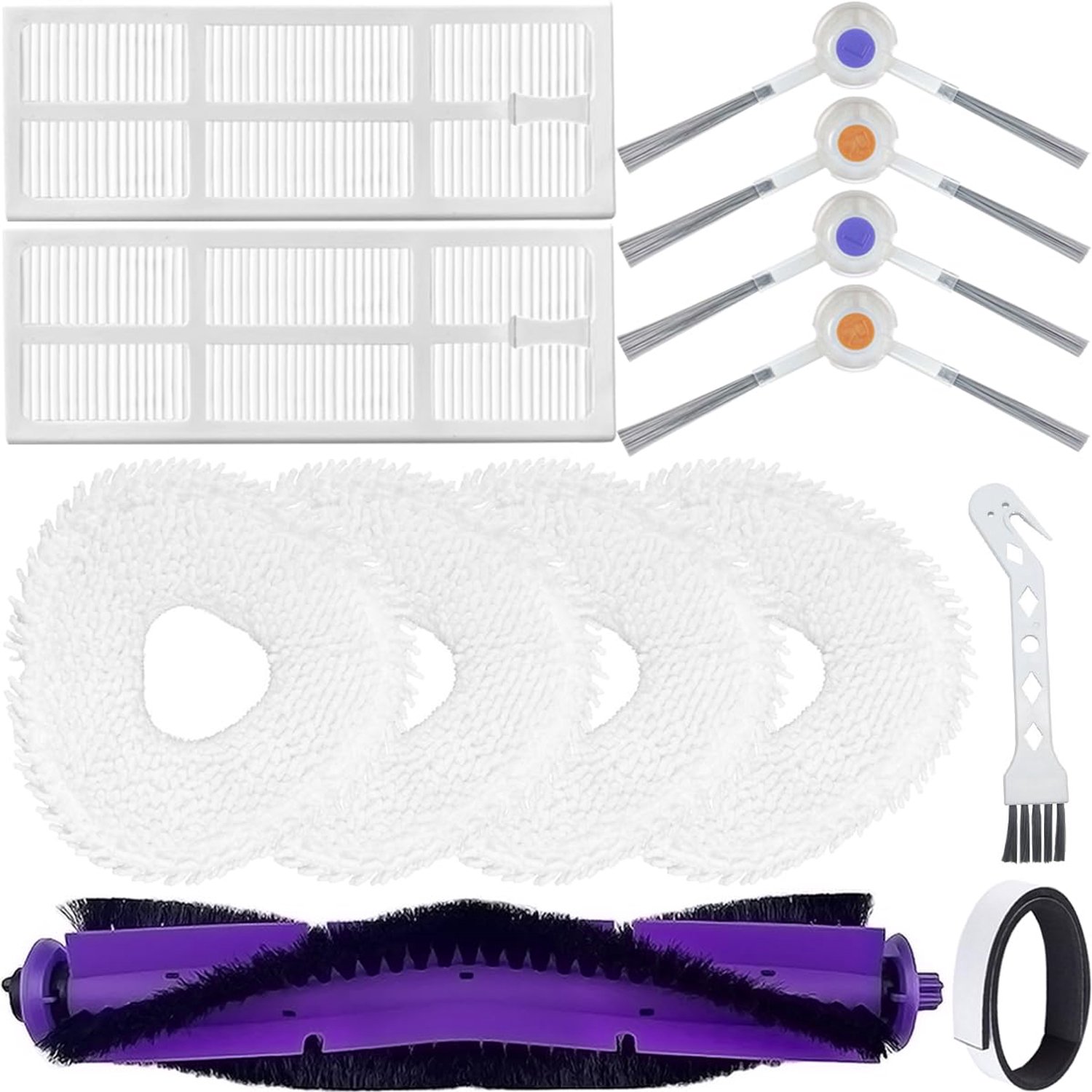 EATBALE Replacement Accessories Kit for Narwal Freo Robot Vacuum Cleaner, 1 Main Brush, 2 HEPA Filter, 4 Side Brush, 4 Mop Cloth, 1 Cleaning Brush, 1