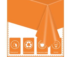 YAAVAAW 137x274cm Oranje Plastic Tafelkleed Tafelhoes, 2 stuks Oranje Feesttafelkleden Halloween Tafelhoes Tafeldecoratie, Tafelkleed Party voor Kinde