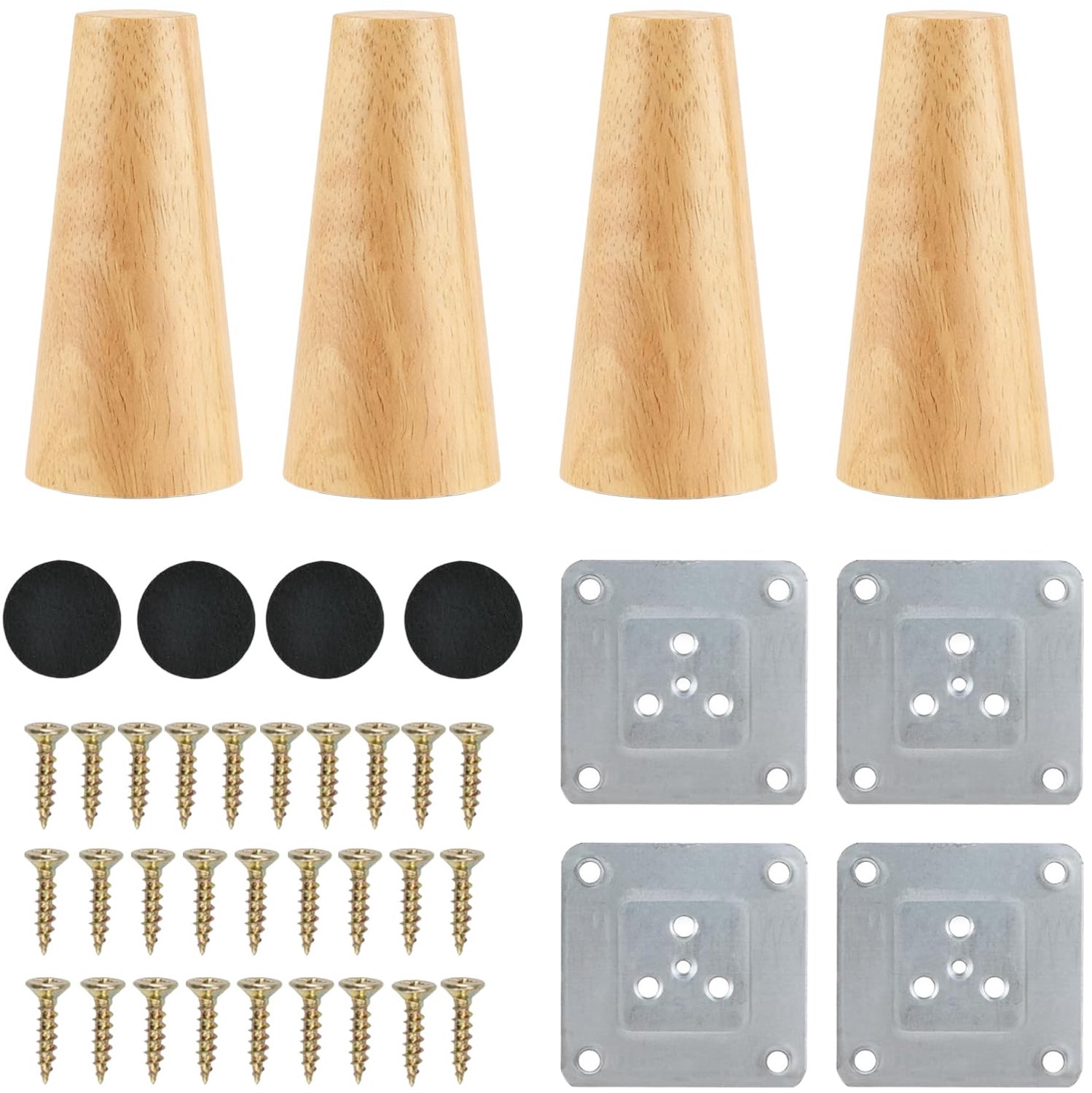 JUNANDHBAO 4 stuks houten meubelpoten, 10 cm massief houten meubelpoten, conische tafelpoten, meubelpoten met - ShopVlot