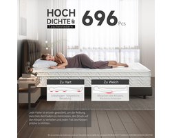 Z-hom Matras 140x200 cm, pocketveringmatras, hardheid H3, Hoogte 25cm, Orthopedische en zelfmodellerende - ShopVlot