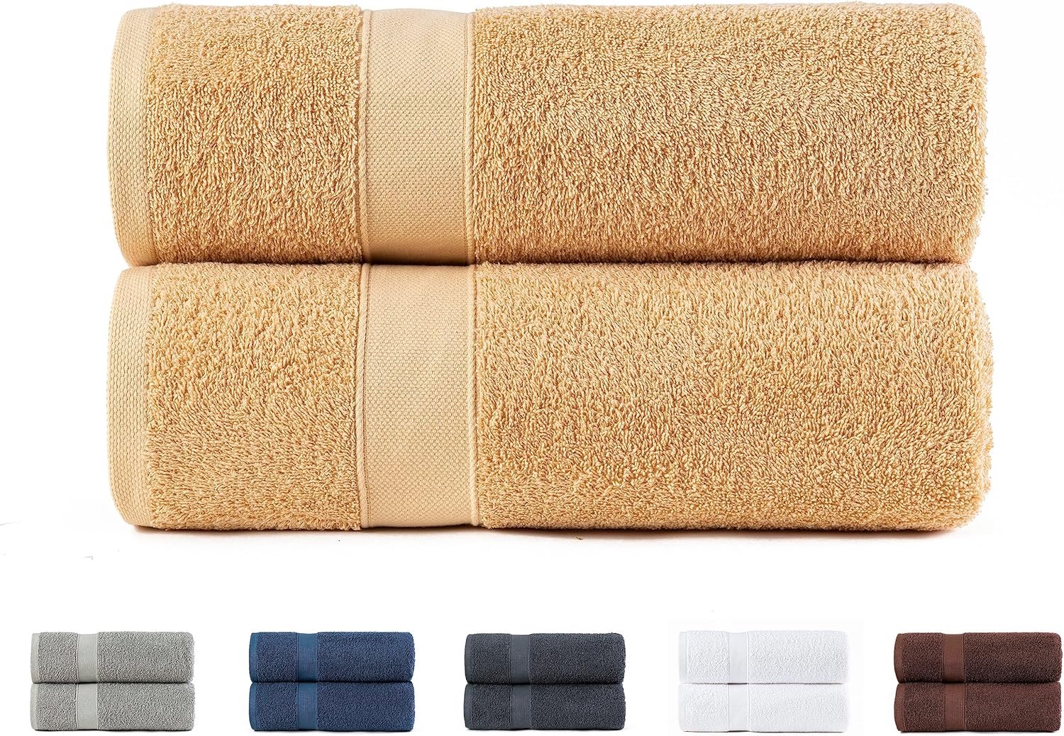 SnelShoppen - Set van 2 Douchehanddoeken 100% Katoen, 550 g/m², Extra Zacht en Zeer Absorberend, Sneldrogend, 70 x 140 cm, Beige voor Badkamer en Douc
