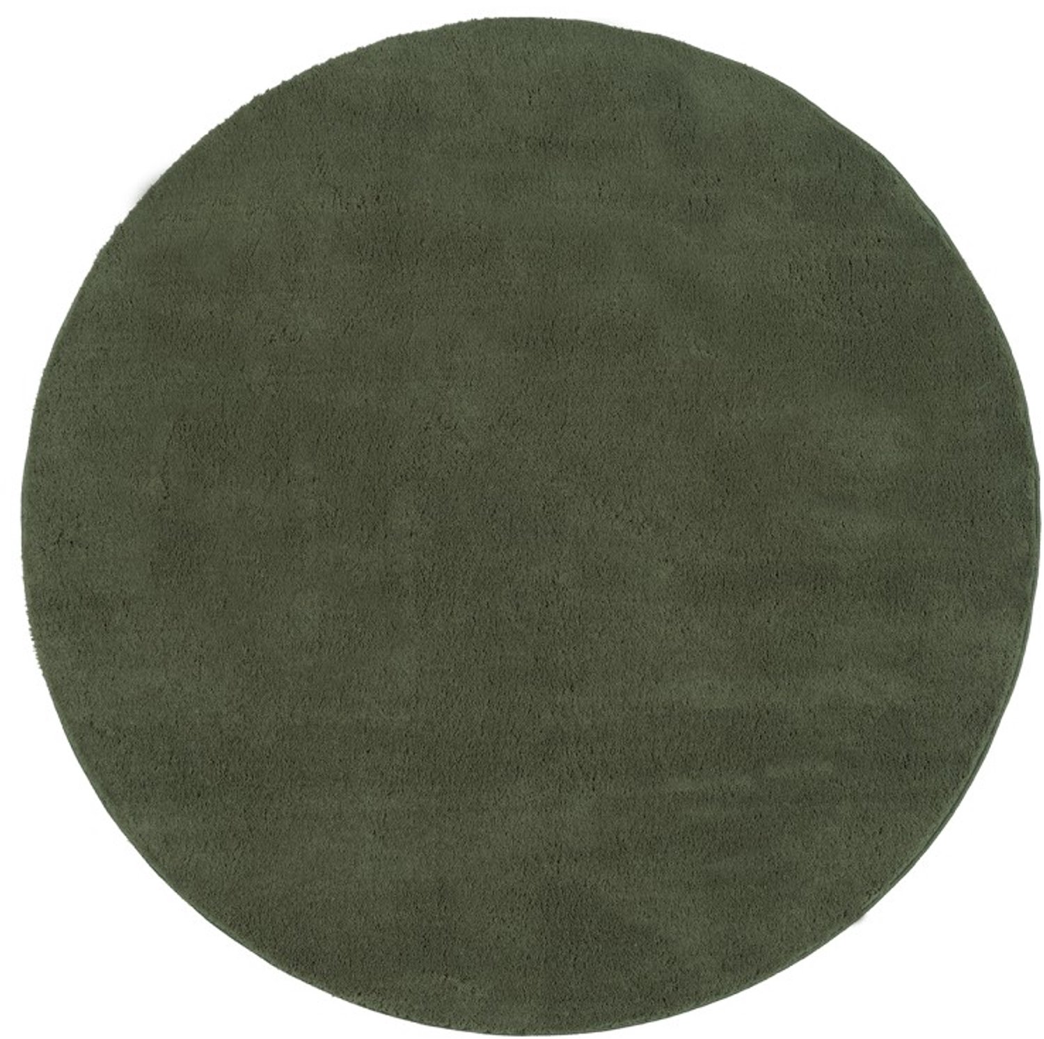 TapisTrend Harig tapijt Bosgroen 120 cm rond Effen, wasbaar, antislip vloerkleed met een zachte pool van 19 mm voor de woonkamer, slaapkamer en eetkamer