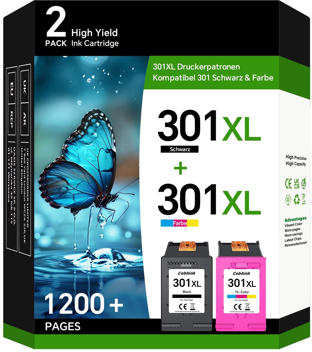 SnelShoppen - 301XL Printercartridges Vervanging voor HP 301 Zwart en Kleur, Hoogwaardige Inktcartridges, Compatibel met HP Envy 4500, DeskJet 2544, O