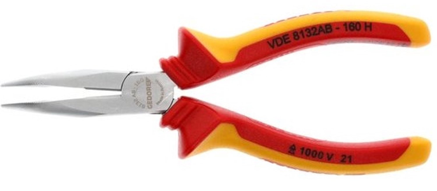 Platte rondtang - Isolatietang - Elektrisch werk - VDE geïsoleerd tot 1000V - 160 mm - Grijs