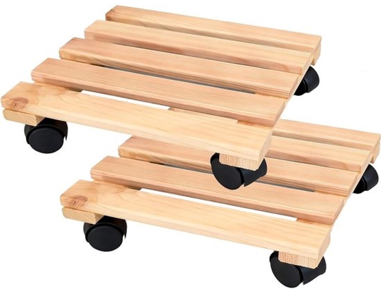 Plantenrollers Hout - Bloempot Onderzetter - Planten Verplaatsen - Vloer Beschermend - 30 x 30 cm - Houtkleur