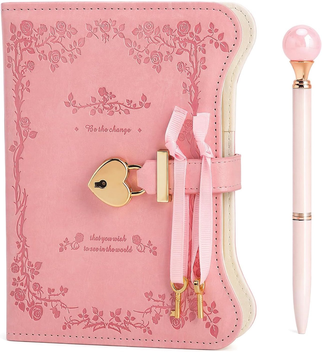 Dagboek met slot voor meisjes - roze PU-leer - 360 pagina's - veilig schrijven - ShopVlot
