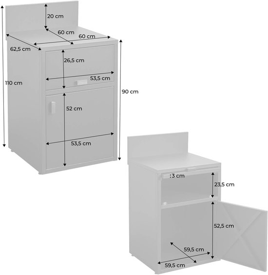 sweeek - Buitenkeukenmodule met deur en klep van staal l60cm - thira van Sweeek — afbeelding 4