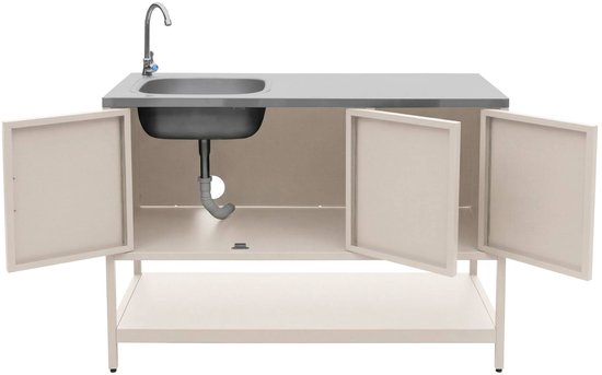 sweeek - Buitenkeukenmodule met gootsteen 3 deuren en 1 plank staal 120x51x112,5 cm - naxos van Sweeek — afbeelding 2