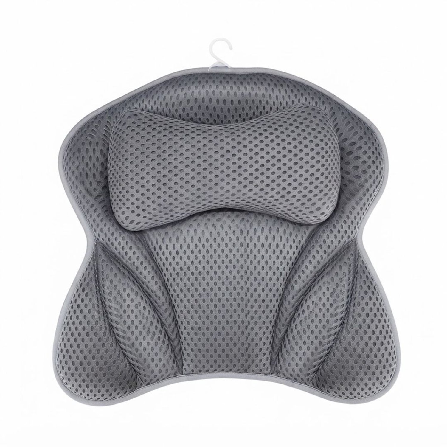 Lìon® Badkussen - Nekkussen Bad - Badkussens Voor in Bad - Grijs - 44cm × 42cm × 6cm