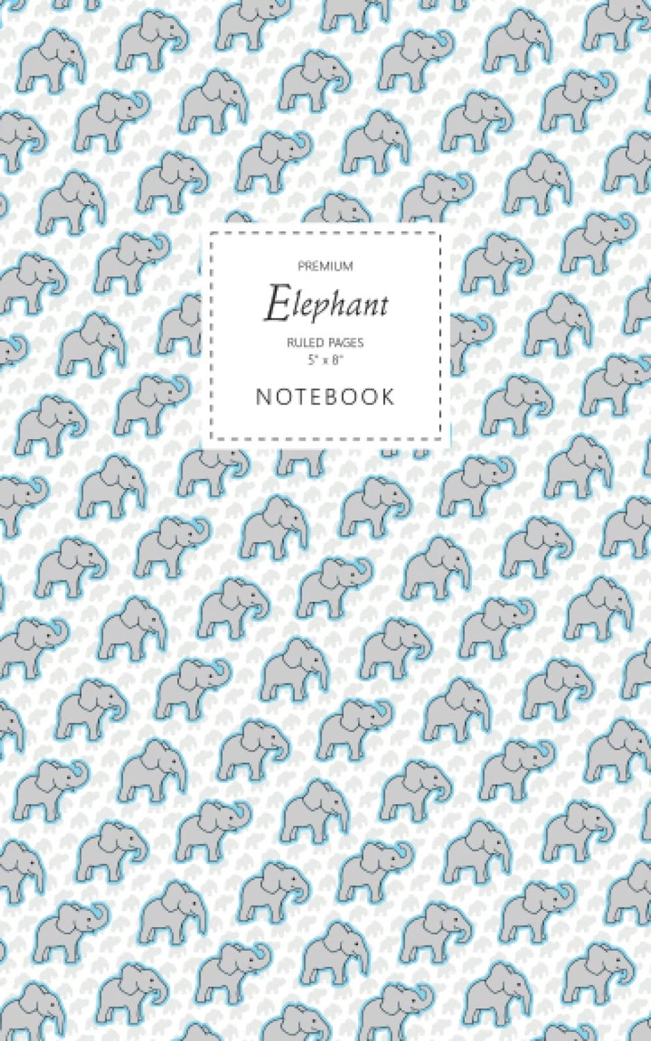 Elephant Notebook - Ruled Pages - 5x8 - Premium: (Blue Edition) Fun notebook 96 ruled/lined pages (5x8 inches / - ShopVlot